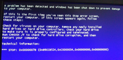 老电脑开机就0x0000007b蓝屏,0x0000007b蓝屏修复
